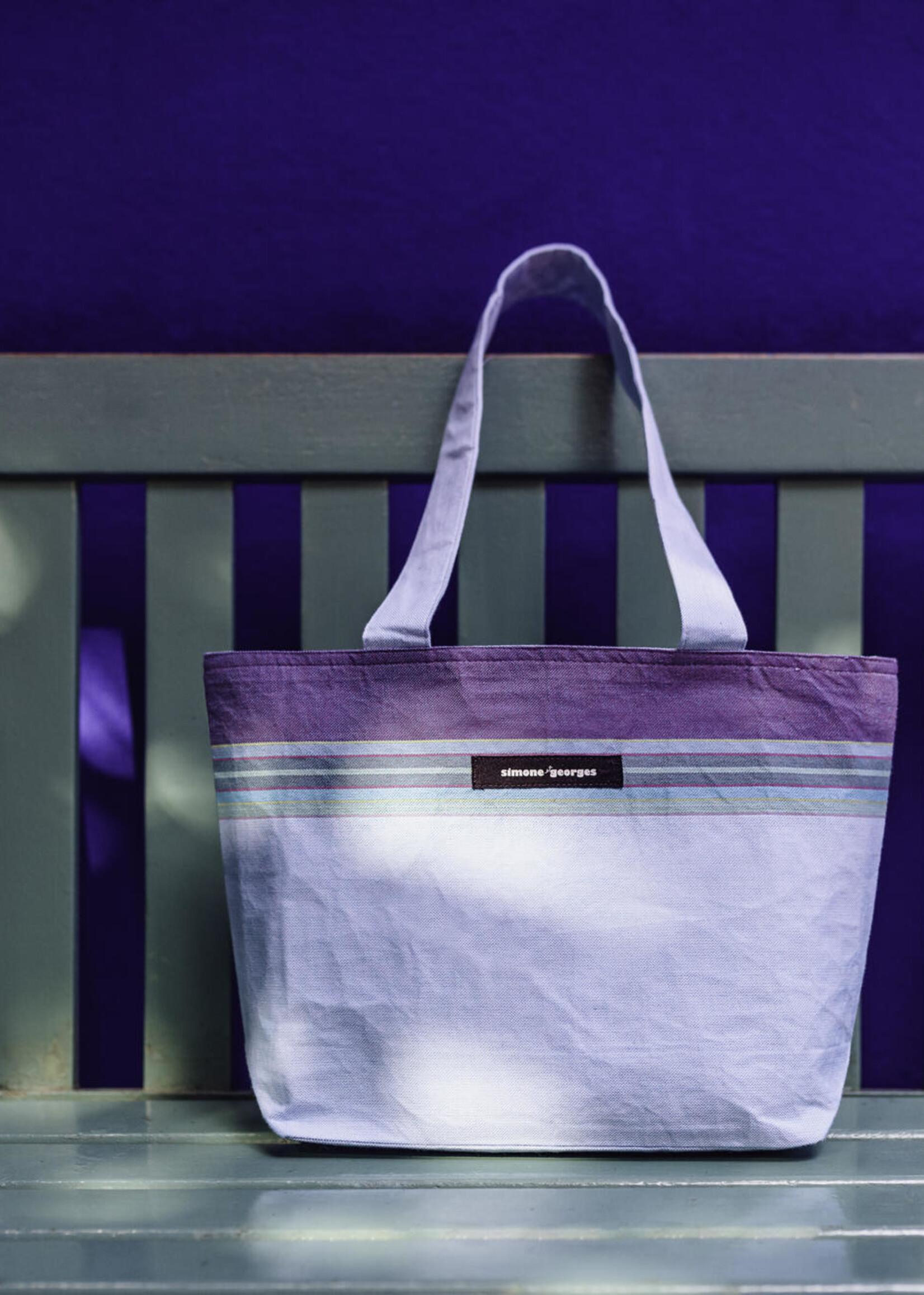 Simone et Georges lichtblauwe katoenen strandtas