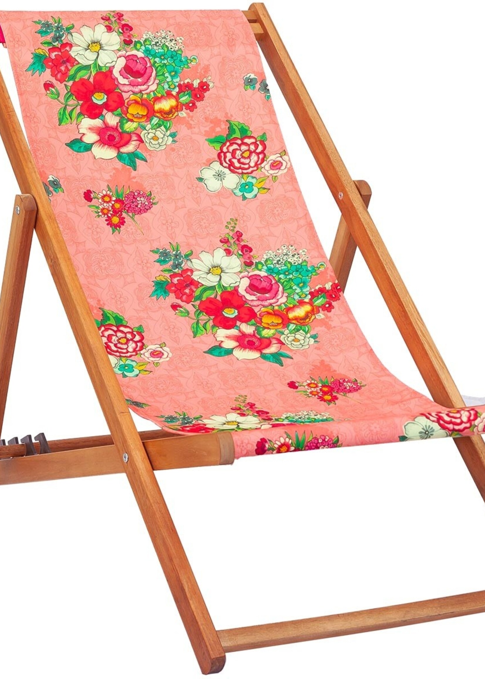 Vent de Bohème  tuinstoel - ligstoel - strandstoel van acaciahout met bohemien motief Hanami Koraal