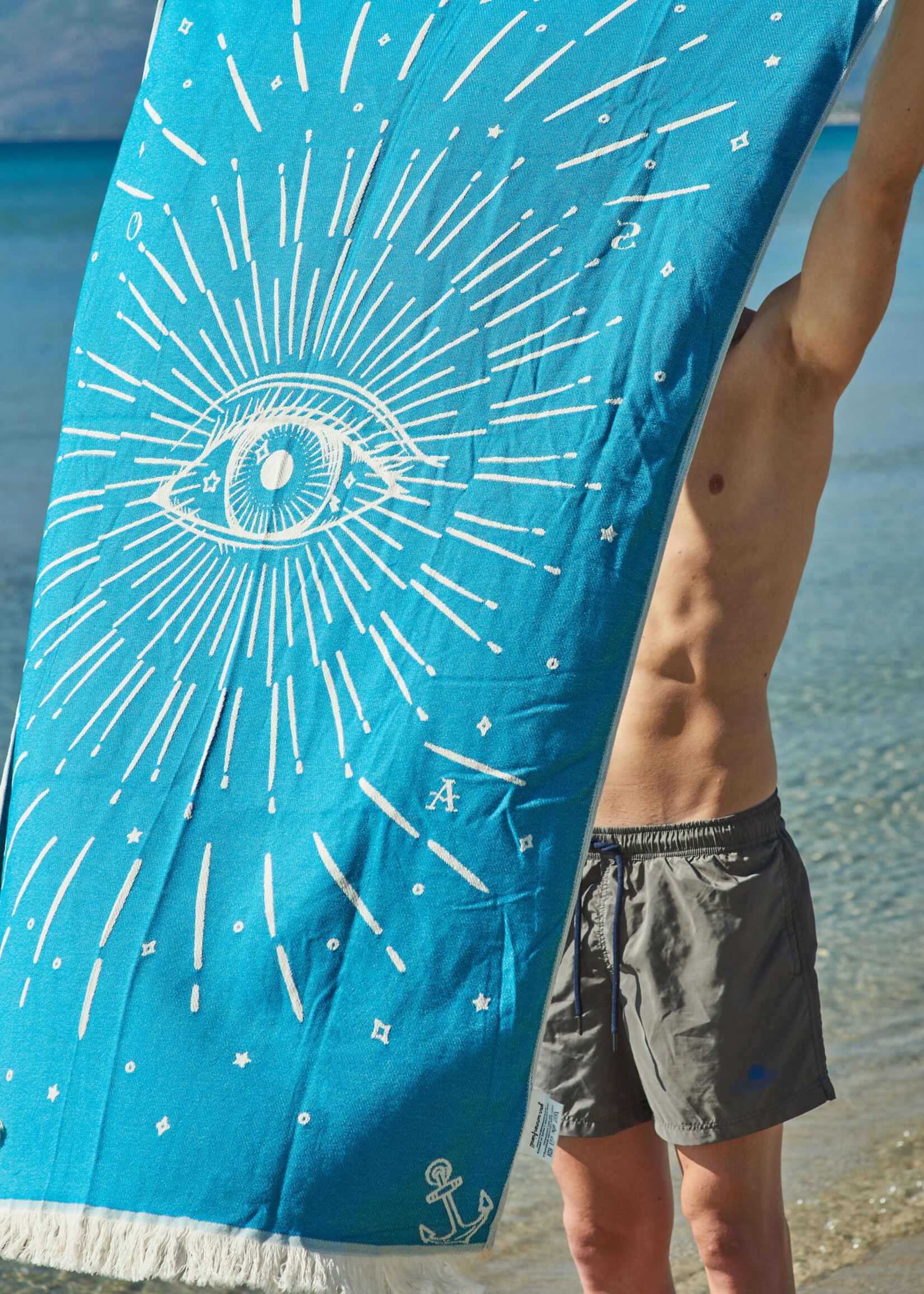 Sun of a Beach  vederlichte petrolblauw Derde Oog strandhanddoek - hamamdoek