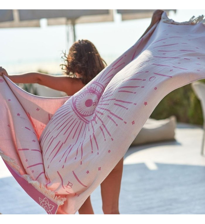 Sun of a Beach  vederlichte roze Derde Oog strandhanddoek - hamamdoek