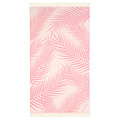 Sun of a Beach  vederlichte roze strandhanddoek - hamamdoek met bladeren van palmbomen
