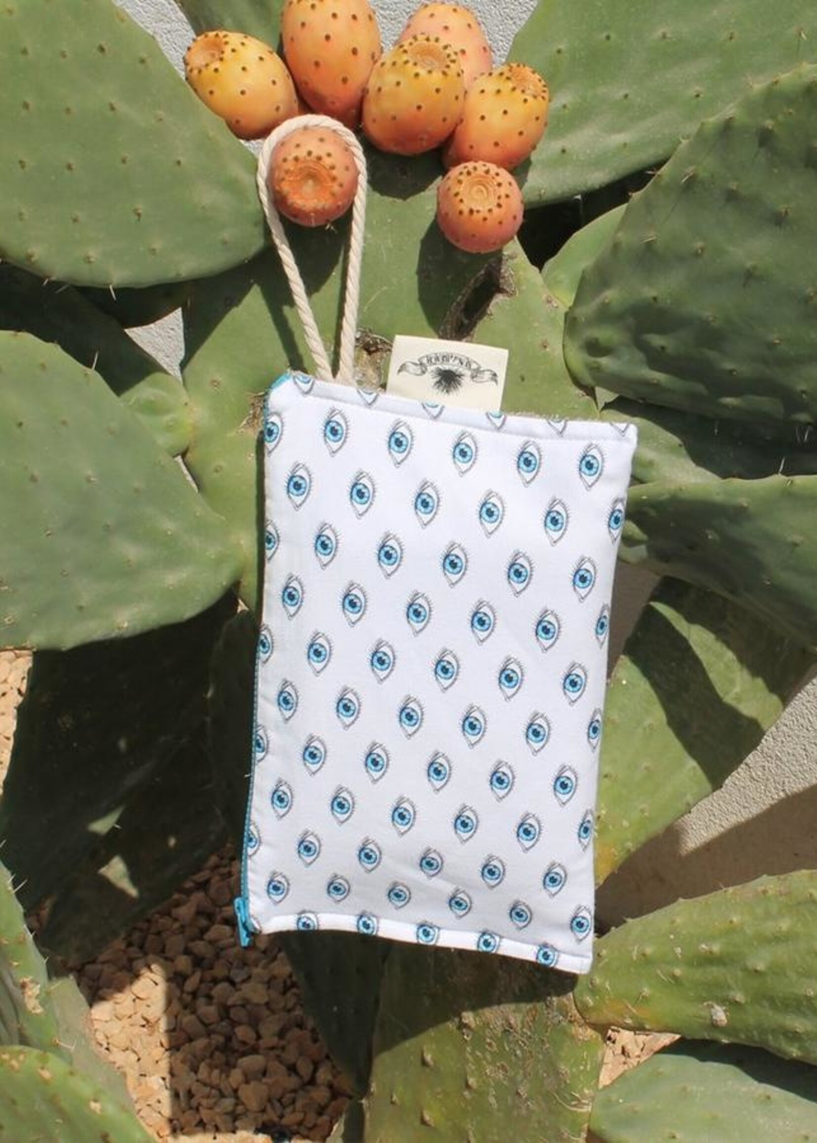 Sun of a Beach  katoenen strand clutch met boze oog patroon