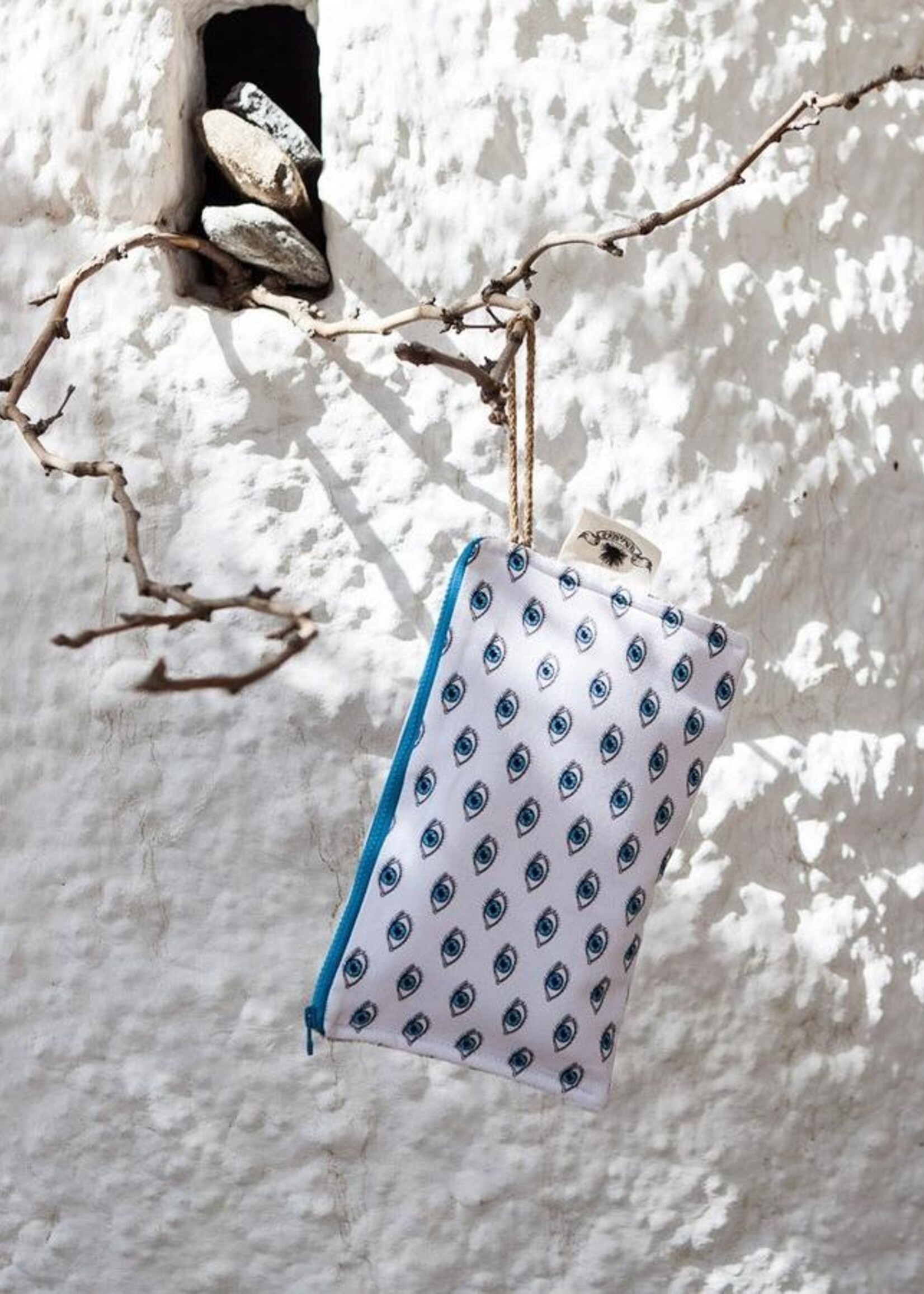 Sun of a Beach  katoenen strand clutch met boze oog patroon