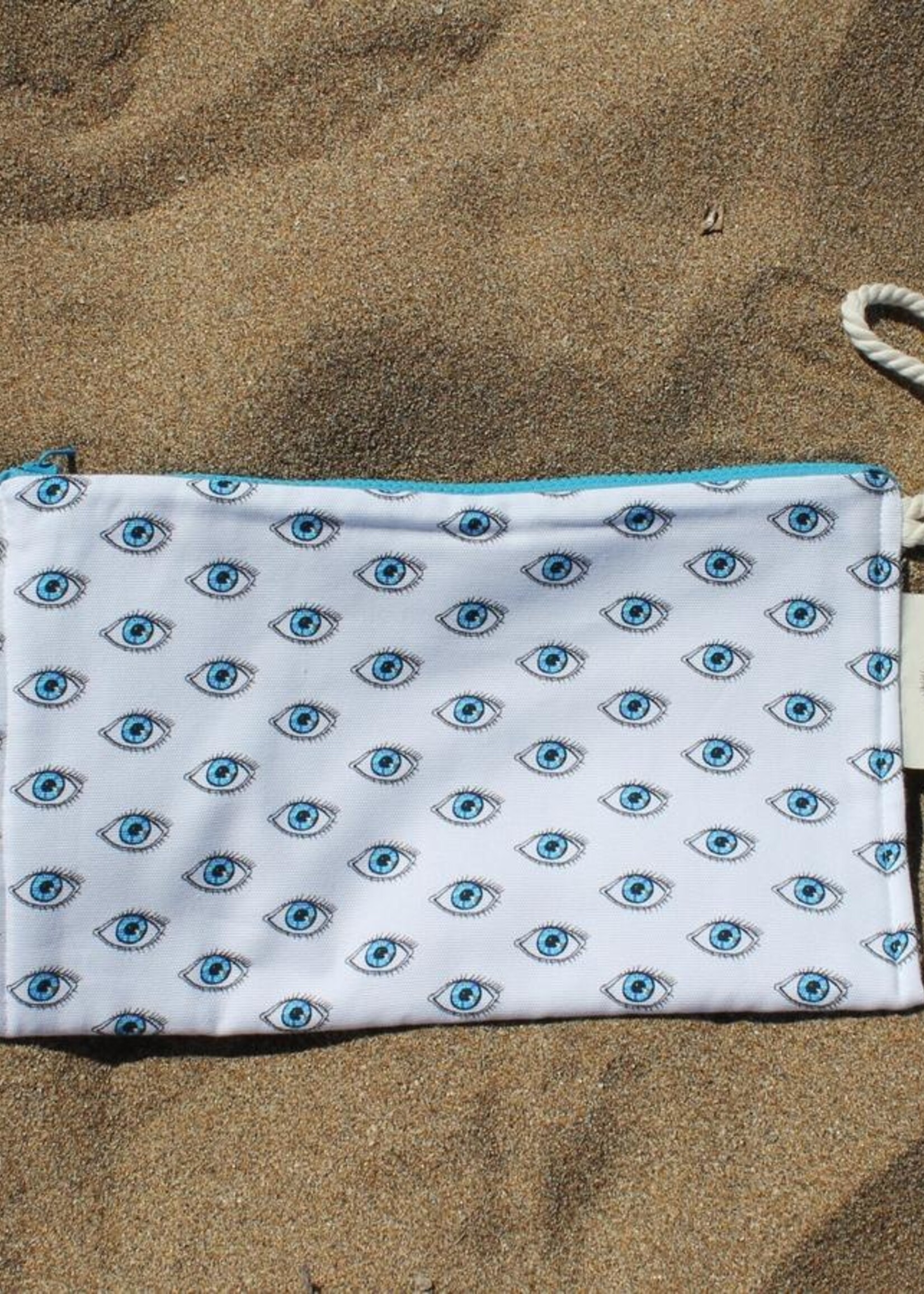 Sun of a Beach  katoenen strand clutch met boze oog patroon