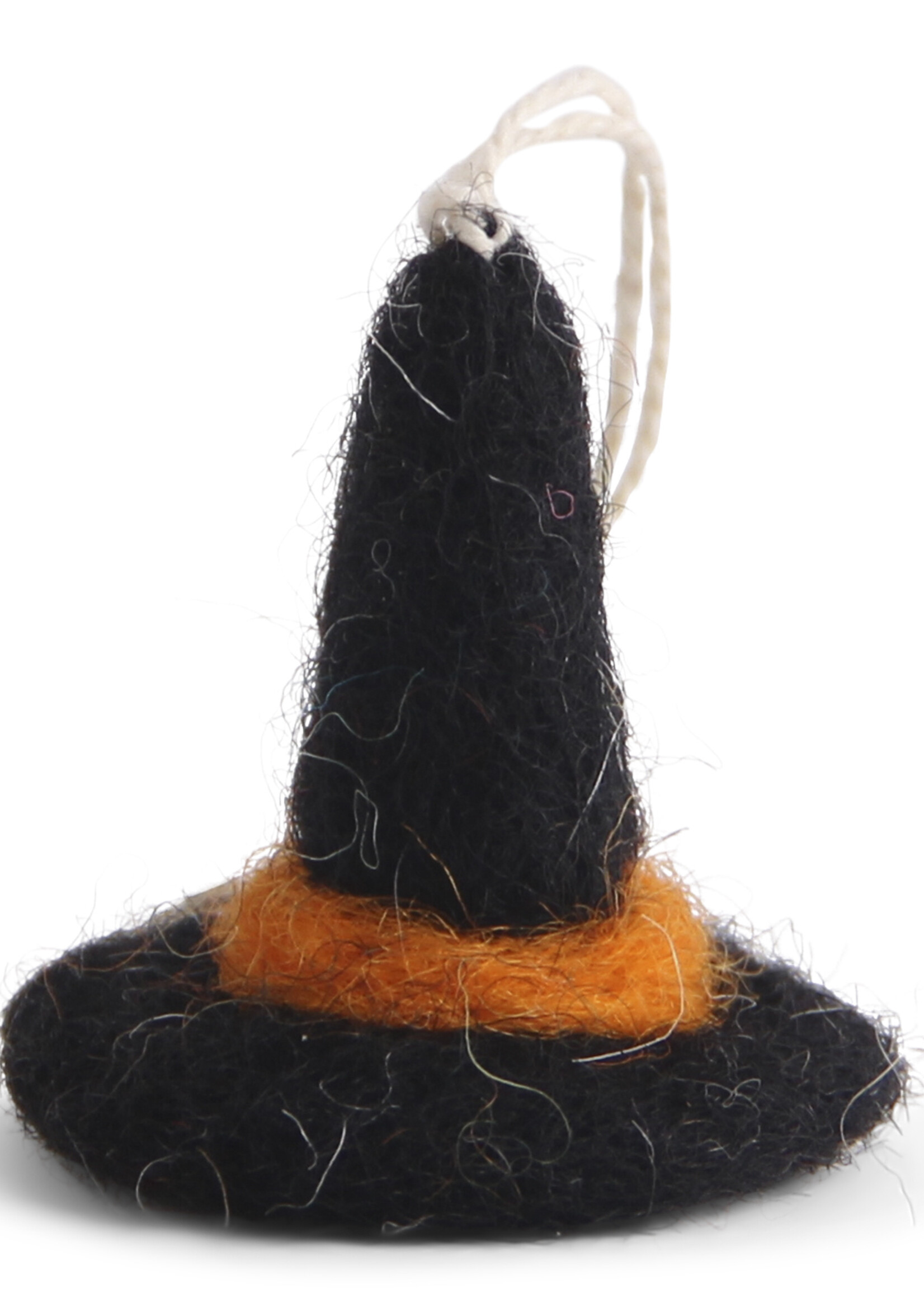 Én Gry & Sif drie handgemaakte vilten Halloween heksenhoedjes - decoratie hangertjes