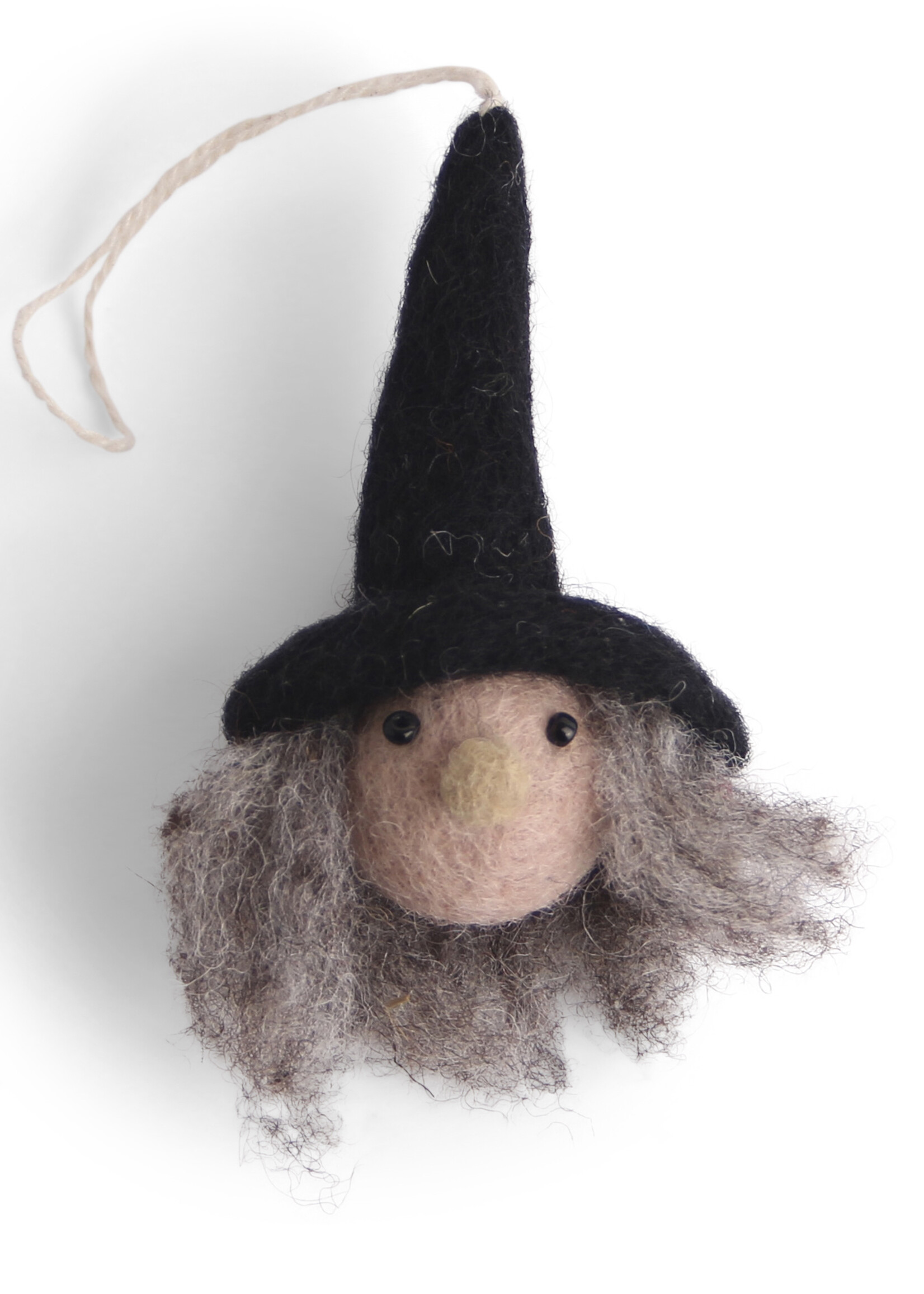 Én Gry & Sif handgemaakte vilten Heksje - Halloween versiering - decoratie hangertje