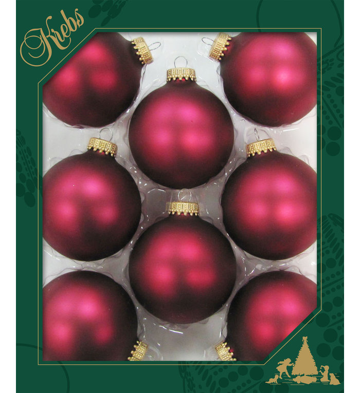Glazen matte kerstballen cranberry rood effen 7 cm
