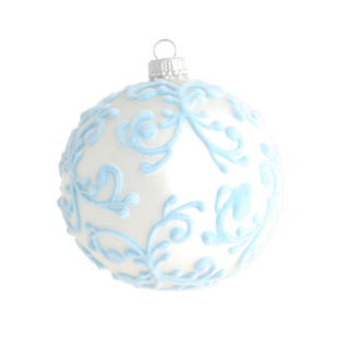 Kerstbal Zilver Mat met Lichtblauw Design