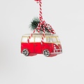 Sass & Belle Kerst camper glazen kerstboom hanger 15 cm