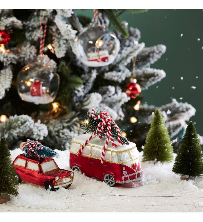 Sass & Belle Kerst camper glazen kerstboom hanger 15 cm