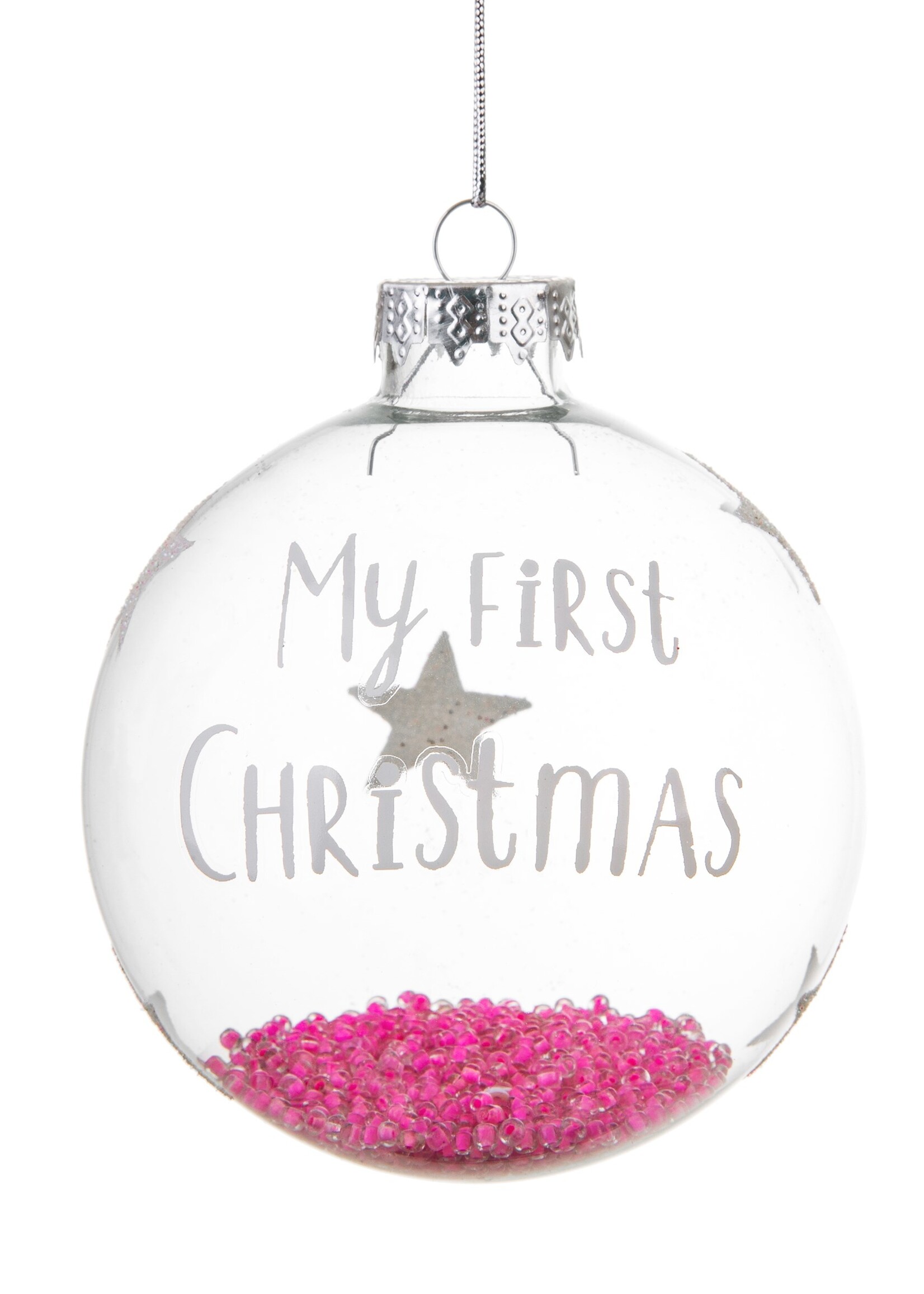 Sass & Belle glazen kerstbal baby's eerste kerstmis meisje