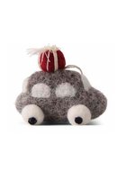 Én Gry & Sif Kerstboomhanger Vilten Grijs Autootje met Kerstcadeautjes