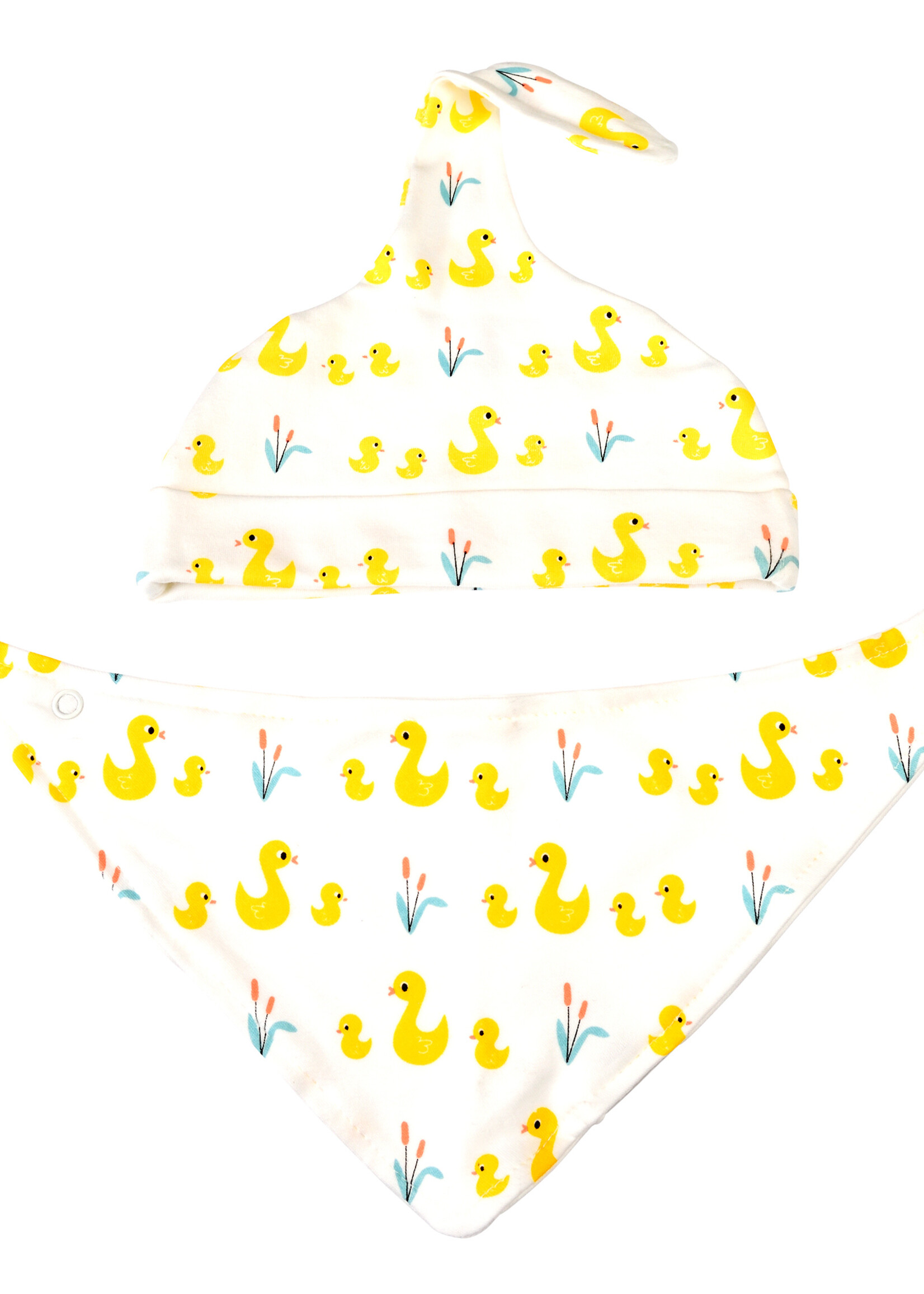 Rex London Babymutsje en babyslabbetje setje met kleine eendjes