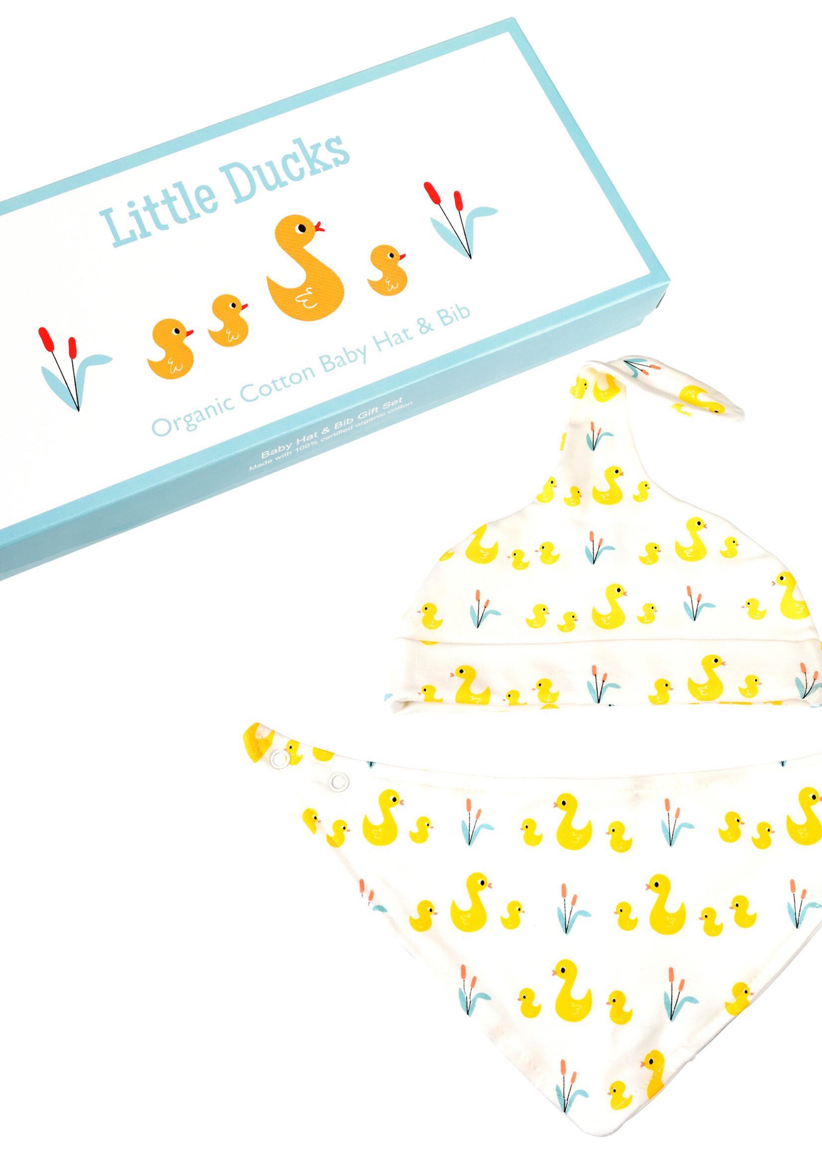Rex London Babymutsje en babyslabbetje setje met kleine eendjes