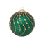 Krebs Glas Lauscha Glazen kerstbal mat groen met gouden glitter strepen 8 cm