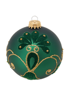 Krebs Glas Lauscha Groene Kerstbal met Fluwelen en Glitter Decoratie