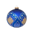 Krebs Glas Lauscha Glazen kerstbal blauw met gouden en blauwe glitter decoratie 8 cm