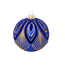 Glazen kerstbal blauw met chique goud design 8 cm