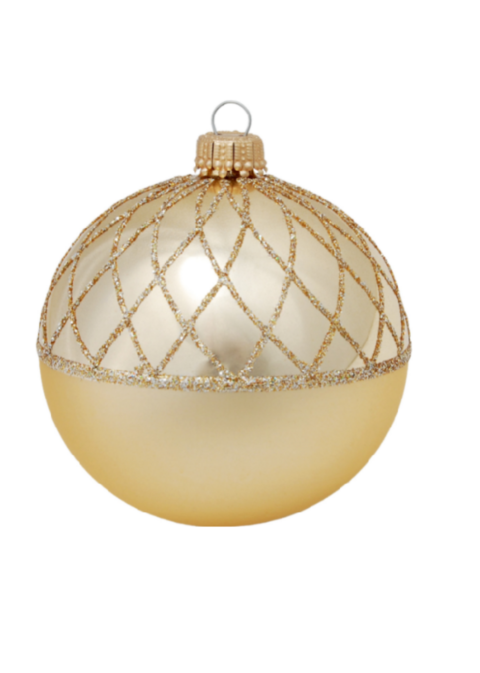 Krebs Glas Lauscha Glazen kerstbal goud met chique goud design 8 cm
