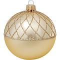 Krebs Glas Lauscha Glazen kerstbal goud met chique goud design 8 cm