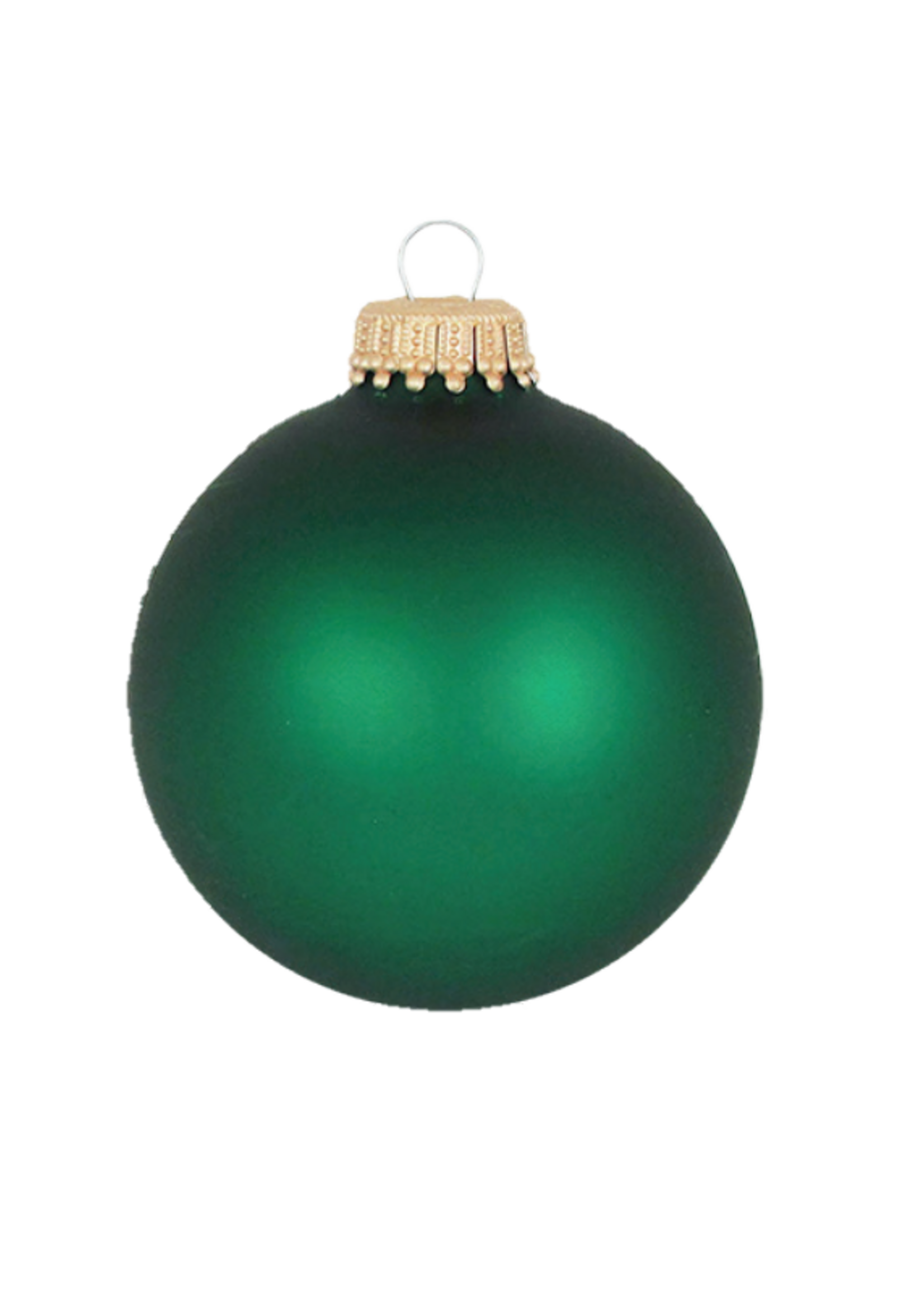 Glazen matte groene kerstballen effen 7 cm - met gouden kroontje