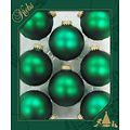 Glazen matte groene kerstballen effen 7 cm - met gouden kroontje