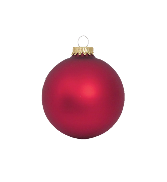 Glazen matte rode kerstballen effen 7 cm - met gouden kroontje