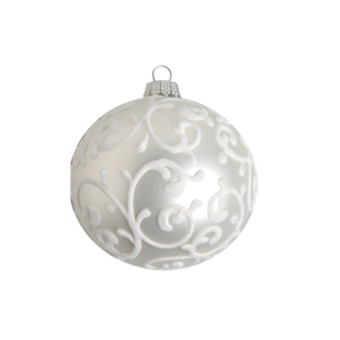 Kerstbal Zilver Mat met Wit Fluweel Design