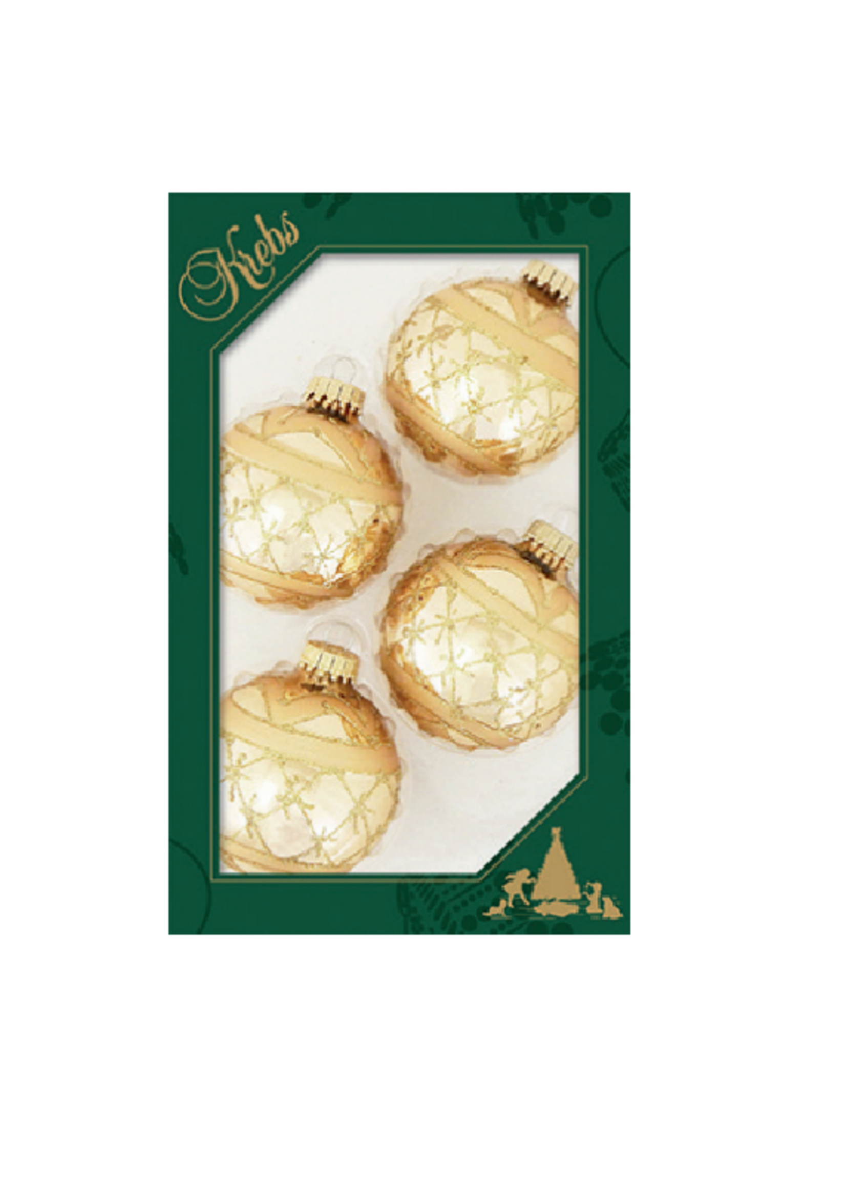Krebs Glas Lauscha Glazen gouden kerstballen met gouden glitterband 7 cm