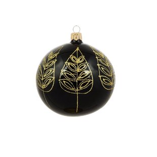 Zwarte Kerstballen met Gouden Blad Decoratie