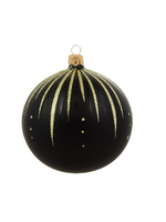 Zwarte Kerstballen met Gouden Glitter Streepjes