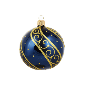 Blauwe Kerstballen met Luxe Gouden Decoratie