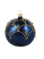 Blauwe Kerstballen met Chique Gouden Decoratie
