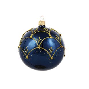 Blauwe Kerstballen met Chique Gouden Decoratie