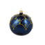 Set van 3 glanzende kerstballen blauw met chique gouden decoratie 8 cm