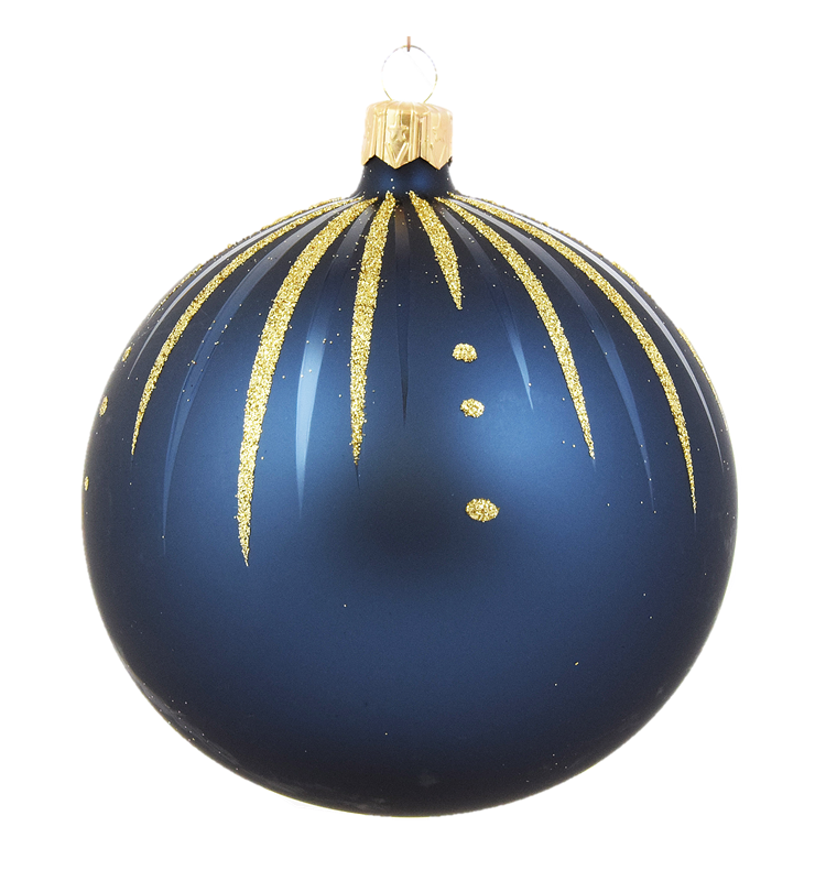 varkensvlees overeenkomst schijf Blauwe Kerstballen met Gouden Glitterstreepjes 8 cm