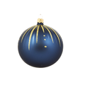 Set van 3 matte kerstballen blauw met gouden glitter streepjes decoratie 8 cm