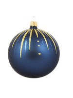 Blauwe Kerstballen met Gouden Glitter Streepjes