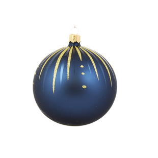 Blauwe Kerstballen met Gouden Glitter Streepjes