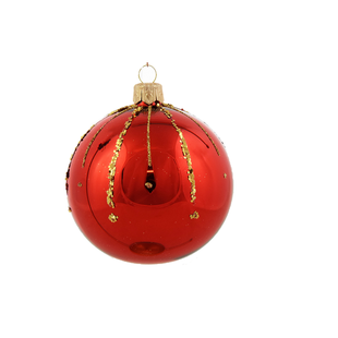 Rode Kerstballen met Gouden Glittersteentjes