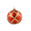 Set van 3 glanzende kerstballen rood met gouden glitter ruitennet decoratie 8 cm