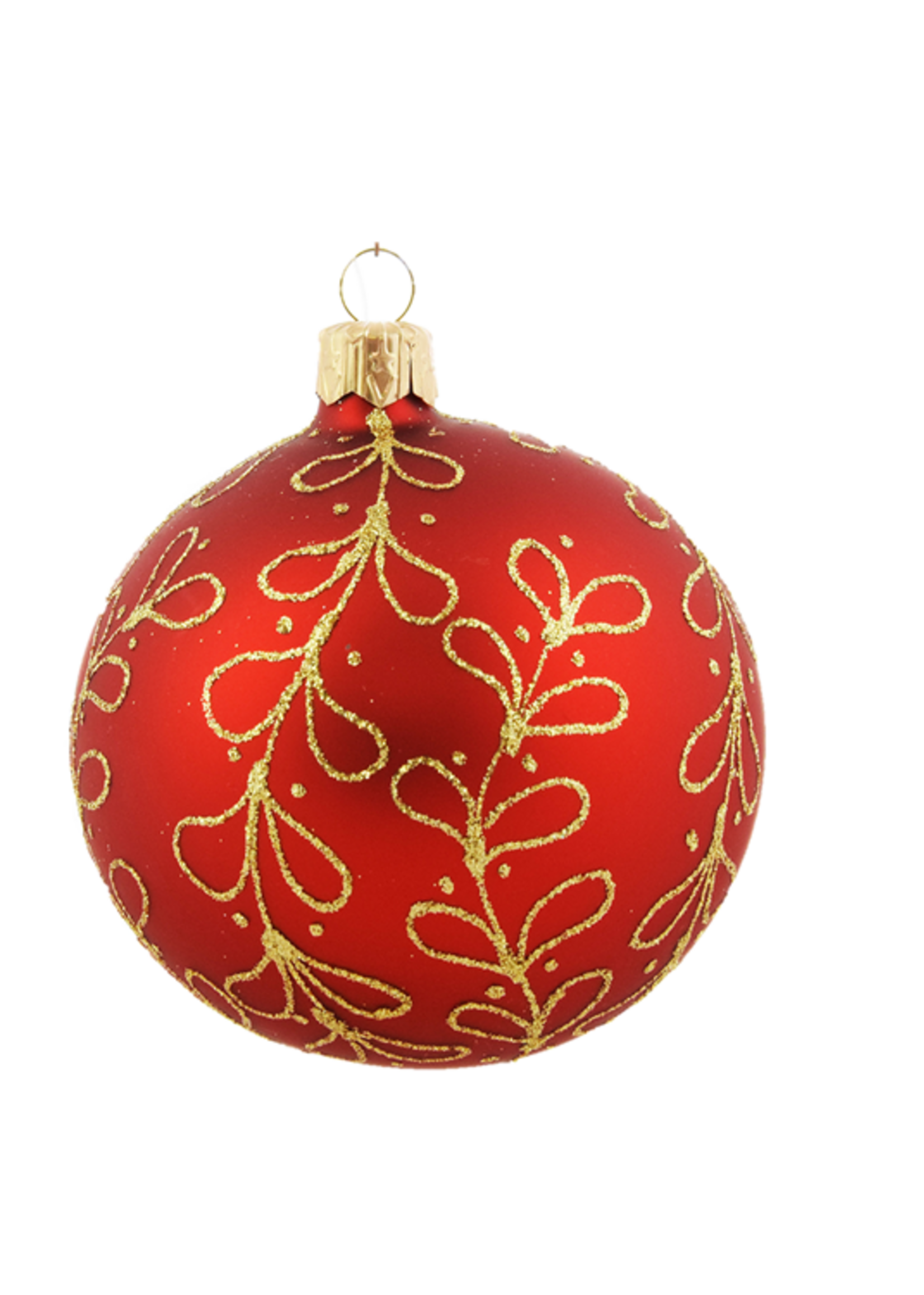 Set van 3 glanzende kerstballen rood met gouden glitter strikjes decoratie 8 cm