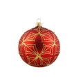 Set van 3 matte kerstballen rood met gouden glitter patroon 8 cm