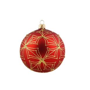 Rode Kerstballen met Gouden Glitter Patroon