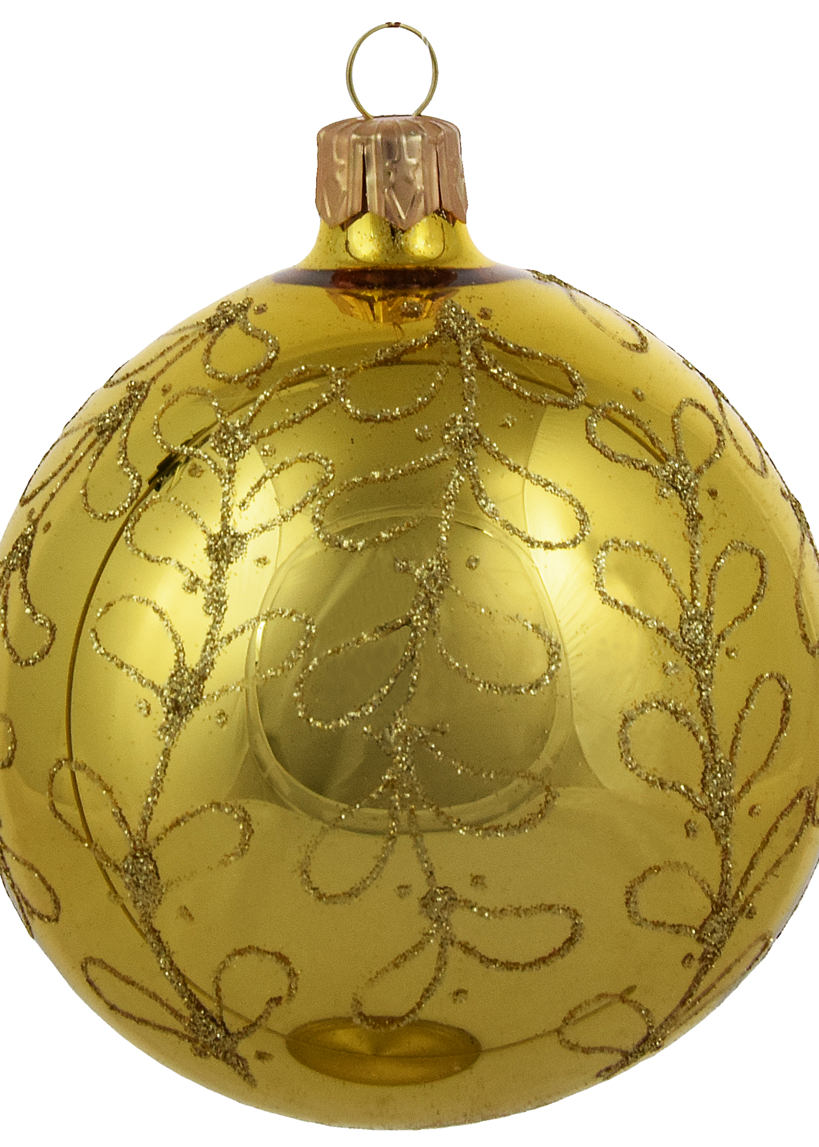 Set van 3 glanzende kerstballen goud met gouden glitter strikjes decoratie 8 cm