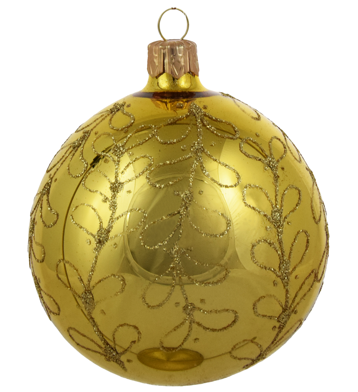 Set van 3 glanzende kerstballen goud met gouden glitter strikjes decoratie 8 cm