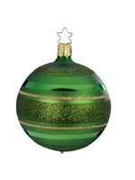 Inge Glas Manufaktur Kerstbal Spar Groen met Glitterlijnen