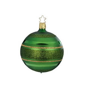 Kerstbal Spar Groen met Glitterlijnen