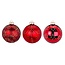 Set van 3 - Glazen kerstballen robijn rood deluxe 8 cm