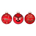 Set van 3 - Glazen kerstballen rood Merry Christmas 8 cm